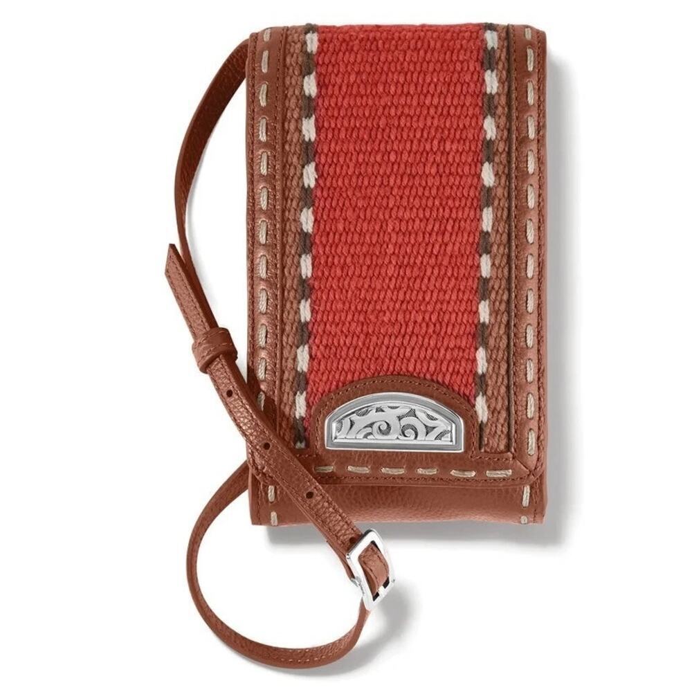 Brighton Dakota Stripes BOHO Phone Organizer Mini Crossbody Bag Red Brown
